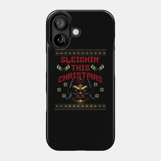 Sleighin' Christmas Horror Pun Phone Case by HolidayBug