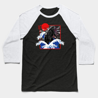 Great Wave Godzilla Baseball T-Shirt