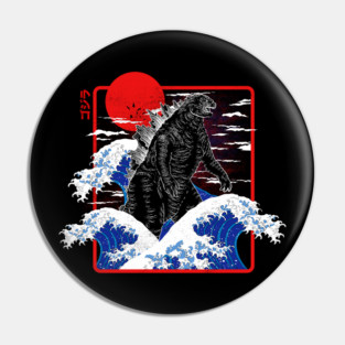 Great Wave Godzilla Pin