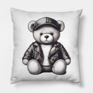 Leather Cub Teddy Bear Pillow