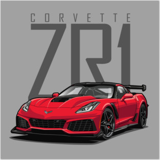 Chevy Corvette C7 ZR1 (Long Beach Red) Posters and Art