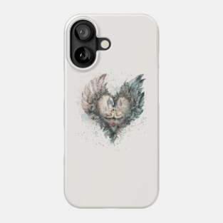 Fairytale Swans in Feathered Heart Phone Case