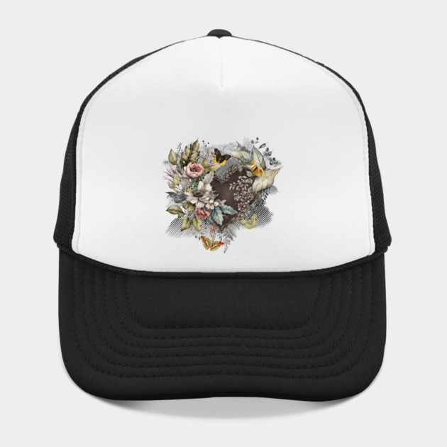 Vintage Valentine Heart, Flowers, Butterflies by HolidayBug