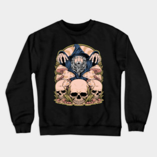 Stoner Wizard Illustration Design Crewneck Sweatshirt