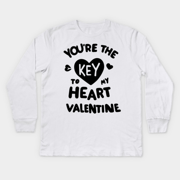 You're the Key to my Heart Valentine Kids Long Sleeve T-Shirt by Frank Ring