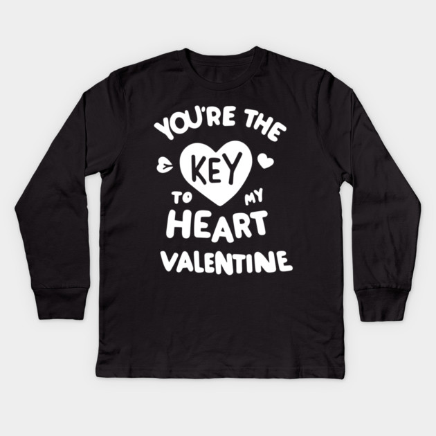 You're the Key to my Heart Valentine Kids Long Sleeve T-Shirt by Frank Ring