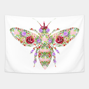 Floral Worker Bee Tapestry