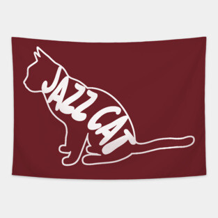 Jazz Cat Typographic Design Tapestry