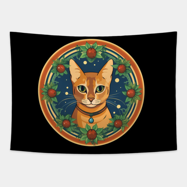 Abyssinian Cat Xmas Ornament, Love Cats Tapestry by logiamerch