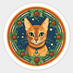 Abyssinian Cat Xmas Ornament, Love Cats Sticker