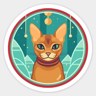Abyssinian Cat Xmas Ornament, Love Cats Sticker