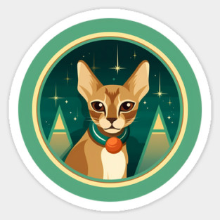 Abyssinian Cat Xmas Ornament, Love Cats Sticker