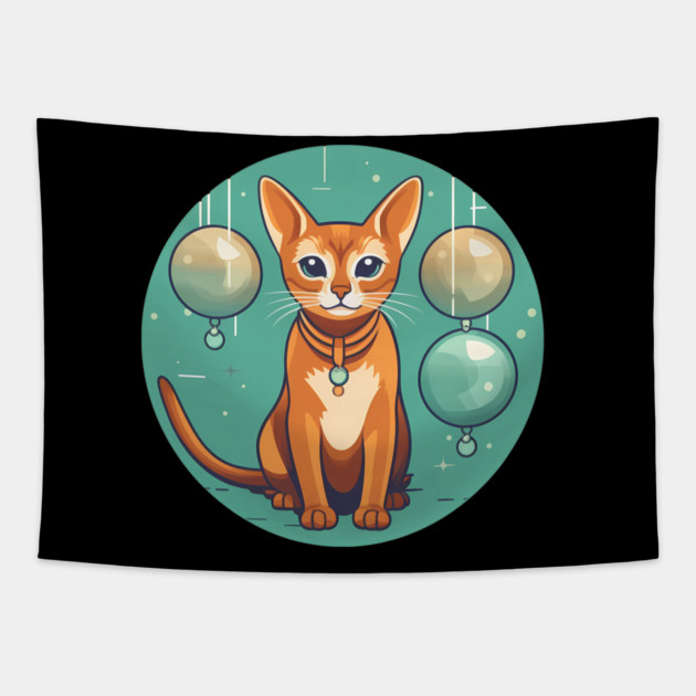 Abyssinian Cat Xmas Ornament, Love Cats Tapestry by logiamerch