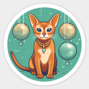Abyssinian Cat Xmas Ornament, Love Cats Sticker