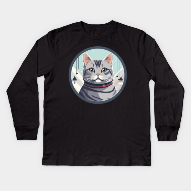 American Shorthair Cat Xmas Ornament Kids Long Sleeve T-Shirt by logiamerch