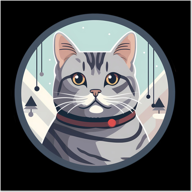 American Shorthair Cat Xmas Ornament Wall Art by logiamerch