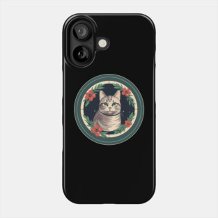 American Shorthair Cat Floral Ornament Phone Case