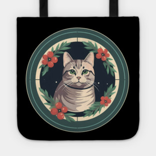 American Shorthair Cat Floral Ornament Tote