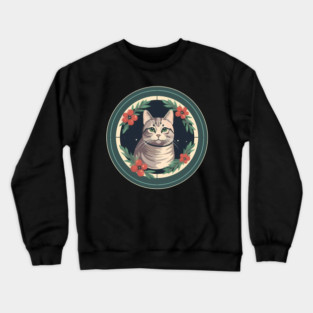 American Shorthair Cat Floral Ornament Crewneck Sweatshirt