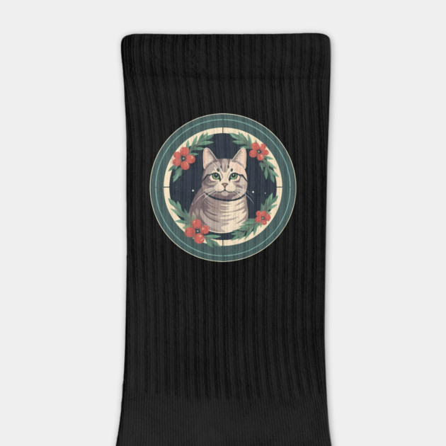 American Shorthair Cat Floral Ornament by logiamerch