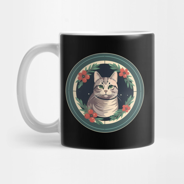 American Shorthair Cat Floral Ornament by logiamerch