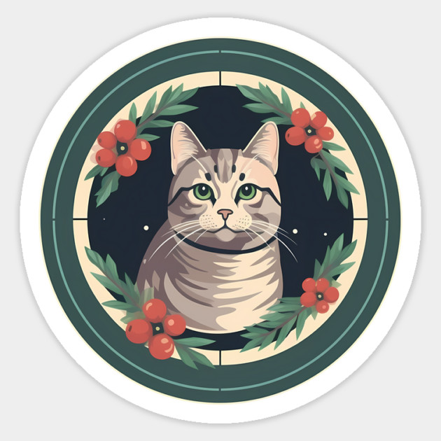 American Shorthair Cat Floral Ornament Sticker by logiamerch