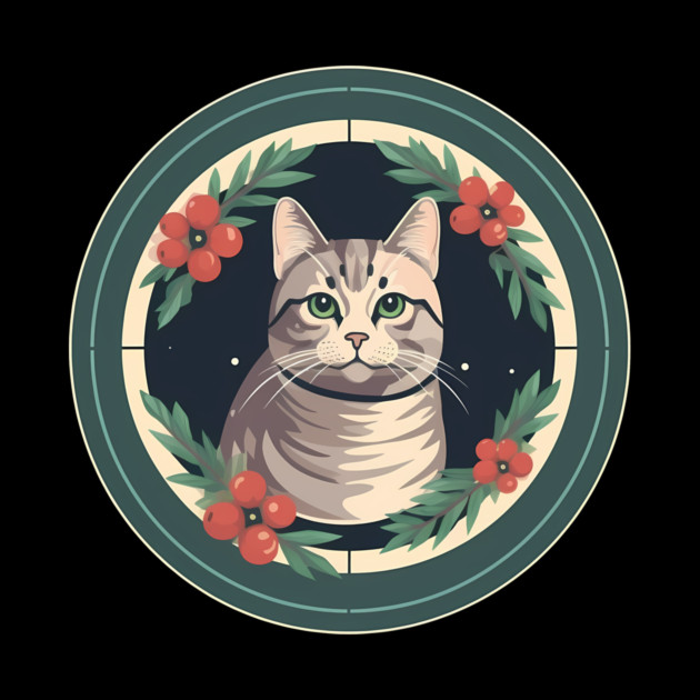 American Shorthair Cat Floral Ornament by logiamerch