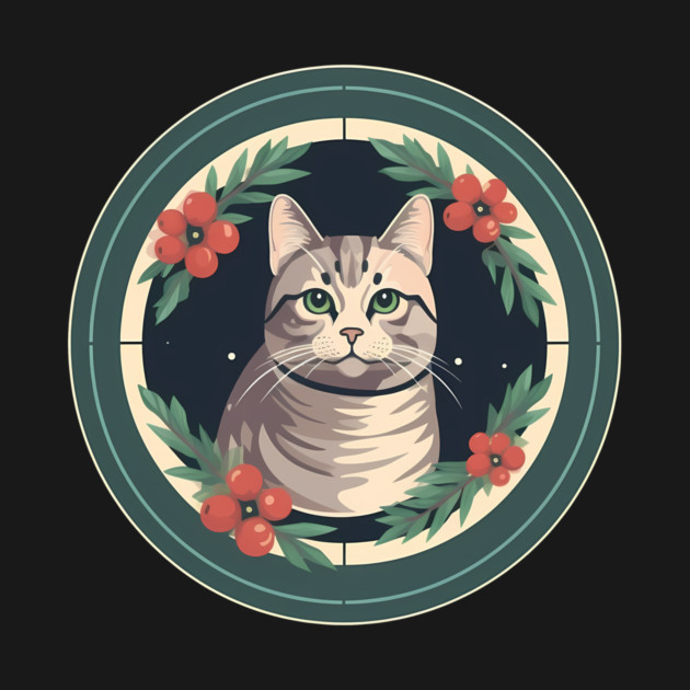 American Shorthair Cat Floral Ornament by logiamerch