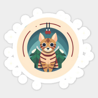 Bengal Cat Xmas Ornament, Love Cats Sticker
