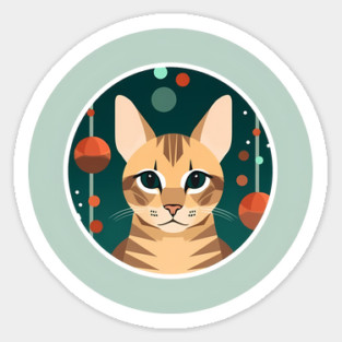 Bengal Cat Xmas Ornament, Love Cats Sticker