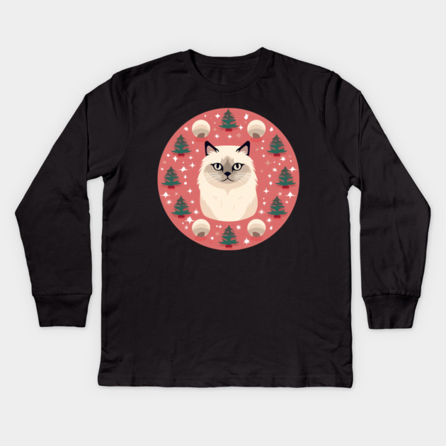 Birman Cat Xmas Ornament, Love Cats Kids Long Sleeve T-Shirt by logiamerch