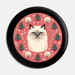 Birman Cat Xmas Ornament, Love Cats Pin