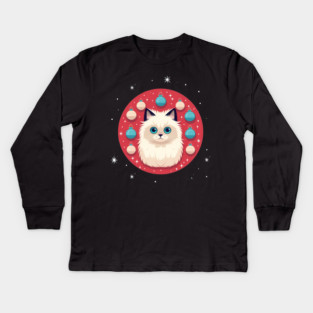 Birman Cat Xmas Ornament, Love Cats Kids Long Sleeve T-Shirt