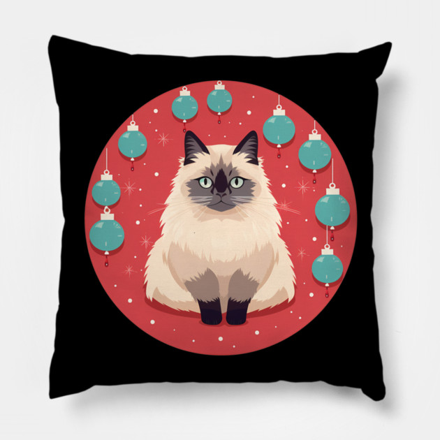 Birman Cat Xmas Ornament, Love Cats Pillow by logiamerch
