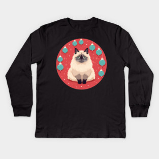 Birman Cat Xmas Ornament, Love Cats Kids Long Sleeve T-Shirt