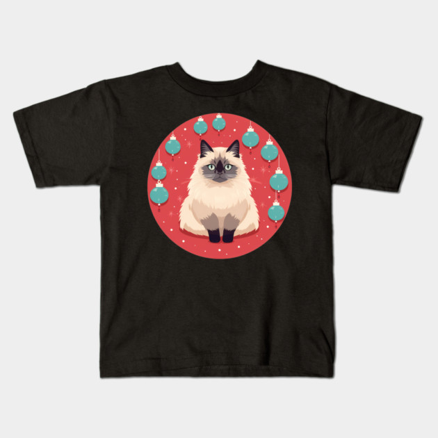 Birman Cat Xmas Ornament, Love Cats Kids T-Shirt by logiamerch