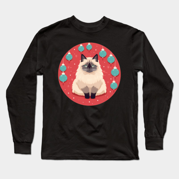 Birman Cat Xmas Ornament, Love Cats Long Sleeve T-Shirt by logiamerch