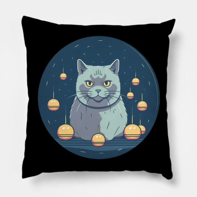 British Shorthair Cat Xmas Ornament, Love Cats Pillow by logiamerch