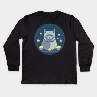 British Shorthair Cat Xmas Ornament, Love Cats Kids Long Sleeve T-Shirt
