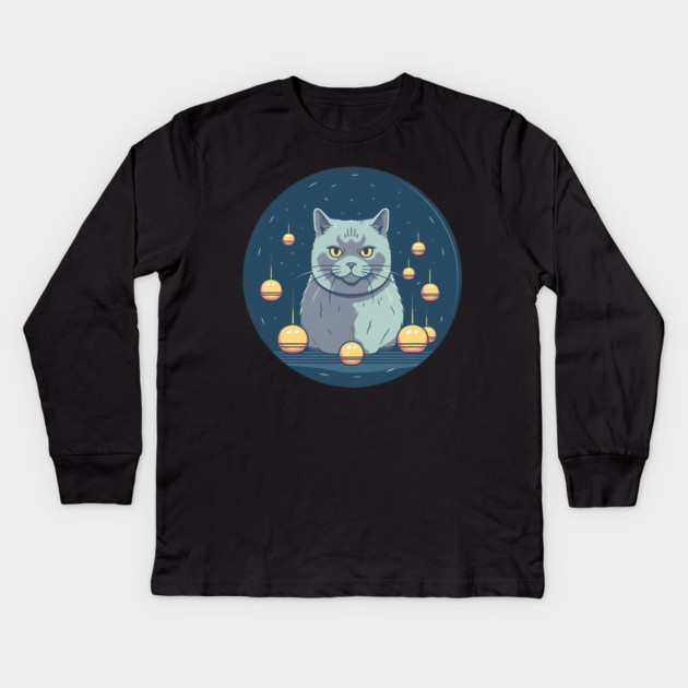 British Shorthair Cat Xmas Ornament, Love Cats Kids Long Sleeve T-Shirt by logiamerch