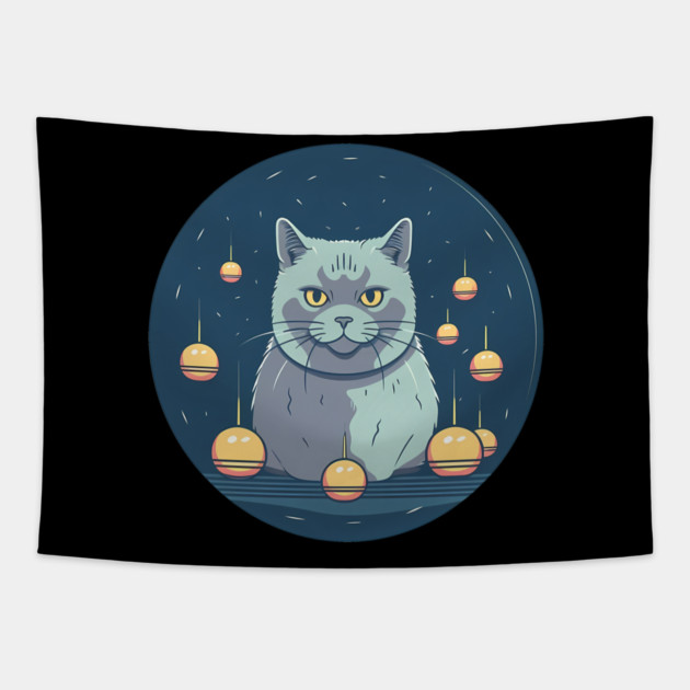 British Shorthair Cat Xmas Ornament, Love Cats Tapestry by logiamerch