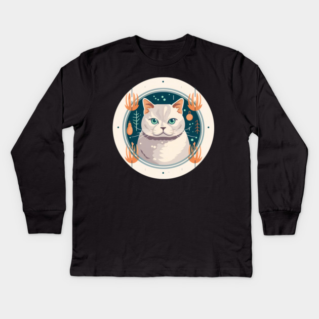 British Shorthair Cat Xmas Ornament, Love Cats Kids Long Sleeve T-Shirt by logiamerch