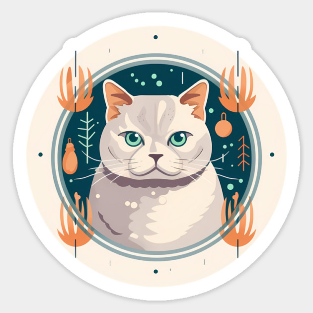 British Shorthair Cat Xmas Ornament, Love Cats Sticker by logiamerch