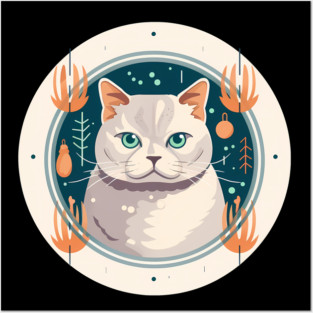 British Shorthair Cat Xmas Ornament, Love Cats Posters and Art