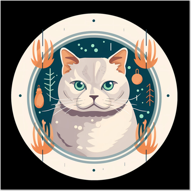 British Shorthair Cat Xmas Ornament, Love Cats Wall Art by logiamerch