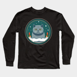 British Shorthair Cat Xmas Ornament, Love Cats Long Sleeve T-Shirt