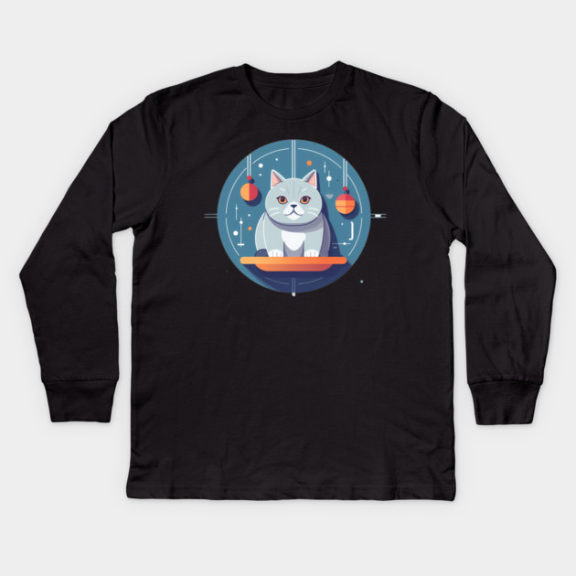 British Shorthair Cat Xmas Ornament, Love Cats Kids Long Sleeve T-Shirt by logiamerch