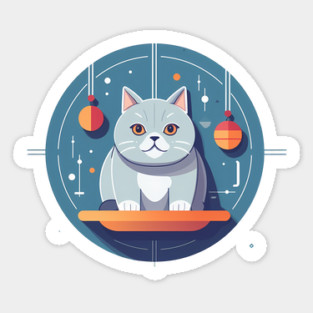 British Shorthair Cat Xmas Ornament, Love Cats Sticker