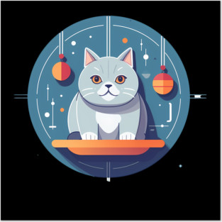 British Shorthair Cat Xmas Ornament, Love Cats Posters and Art