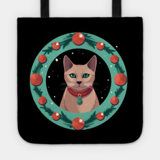 Burmese Cat Xmas Ornament, Love Cats Tote